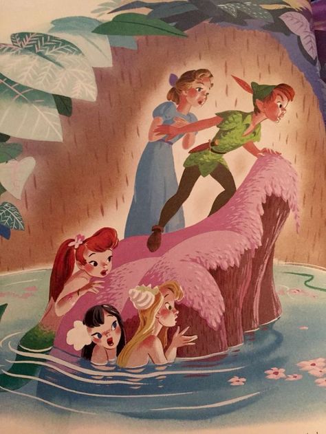 Disney Characters Peter Pan, Peter Pan Mermaids, Vintage Peter Pan, Peter Pan And Wendy, Peter Pan Neverland, Peter Pan Art, Peter Pan Disney, Peter And Wendy, Peter Pan And Tinkerbell