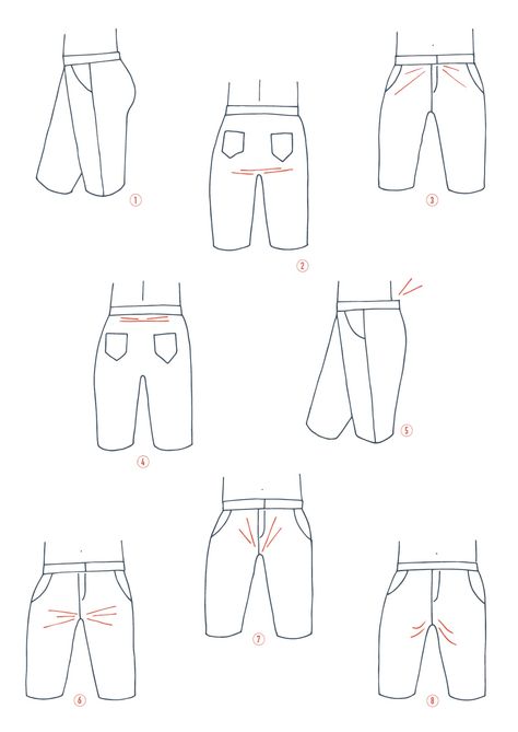 lots of great tips for adjusting the crotch to fix pants-fitting issues Altering Pants, Trousers Pattern, Trouser Pattern, Sewing Pants, Tailoring Techniques, Sewing Alterations, Sewing School, Shirt Refashion, Altering Clothes