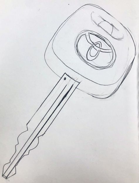 A contour line drawing of my car key Key Drawings, Contour Line Drawing, Contour Line, Drawing Practice, My Car, Embroidered Sweatshirts, Car Keys, Art Classes, Line Drawing