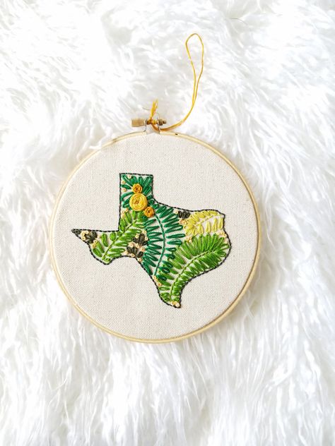 Back Stitch Tutorial, Texas Embroidery, Texas Themed Gifts, Embroidery Instructions, Texas Crafts, State Crafts, Embroidery Template, Embroidery On Clothes, Country Crafts