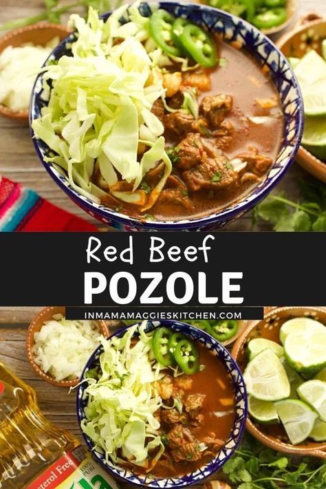 Beef Pozole Recipe, Menudo Recipe Easy, Beef Pozole, Red Posole Recipe, Easy Pozole Recipe, Pasole Recipe, Mexican Beef Soup, Posole Recipe, Pozole Recipe