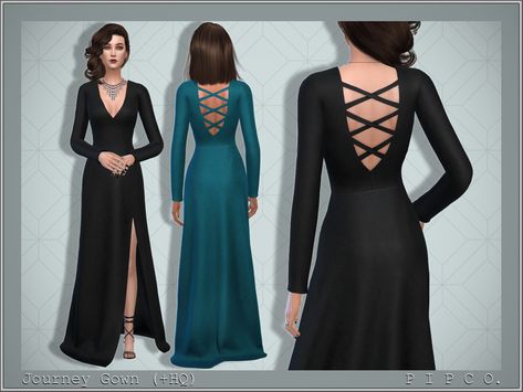 The Sims Resource - Journey Gown. Outfit Categories, Sleek Gown, Clothes Cc, Fluffy Skirt, Eva Dress, Sims 4 Dresses, Sims4 Clothes, Sims4 Cc, Female Clothing