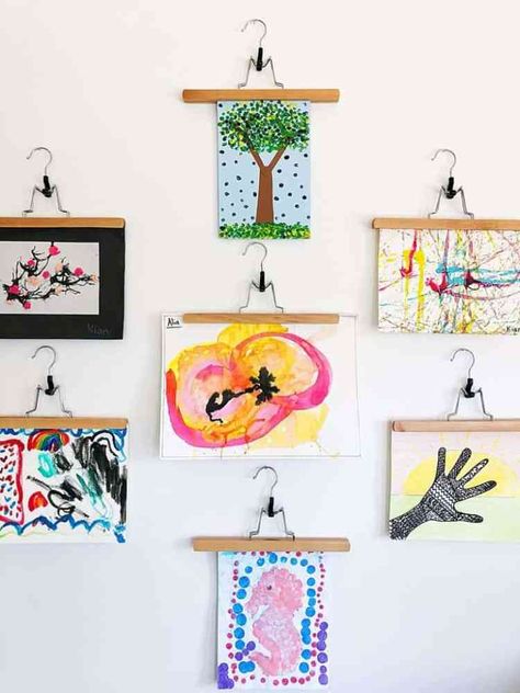 11+ Picture Framing Ideas For Your Gallery Wall Kids Art Display, Displaying Kids Artwork, Kids Art Galleries, Art Display Kids, Kids Artwork, Artwork Display, How To Set Up, Childrens Art, Play Room