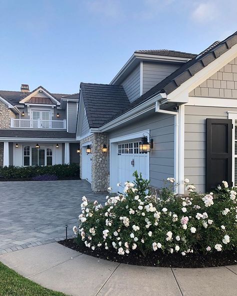 Gray House With White Brick, Dove Gray Exterior House, Cape Cod Gray House Exterior, House Paint Exterior Gray, Taupe Gray Exterior Paint Colors, Exterior House Colors With Taupe Windows, Grey House Exterior Sherwin Williams, Light Gray And White House Exterior, Behr Paint Colors Grey Exterior