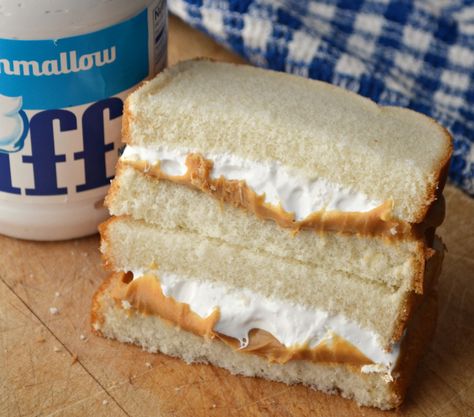 Fluffernutter | History of a Favorite New England Sandwich. ... one of my fave sandwiches from childhhod, practically a staple in most New England homes ... And it has to be this particular kind / brand, too.  Yum!!!!!! Fluff Marshmallow, New England Travel, Marshmallow Fluff, English Food, Wrap Sandwiches, England Travel, I Love Food, Nutella, Love Food