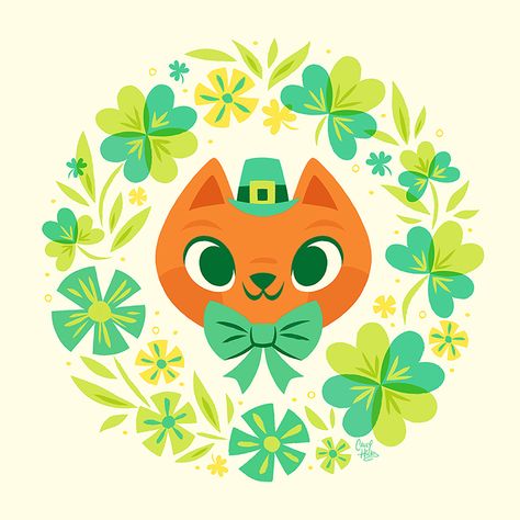 Happy St. Patrick's Day! on Behance Caley Hicks Art, Caley Hicks, San Patrick Day, Saint Patricks Day Art, San Patrick, Drawing Tutorial Face, Day Illustration, Merch Ideas, Animal References