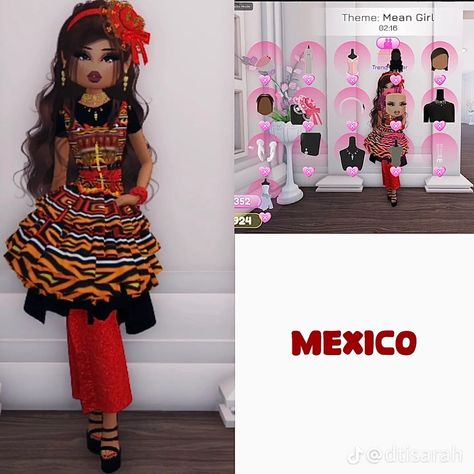 Your Culture Outfit Dress To Impress, Your Culture Dress To Impress, Mexico Dress, Roblox Dress, Dti Ideas, Mexican Outfit, Dti Outfits, Roblox Outfits, Mexican Culture