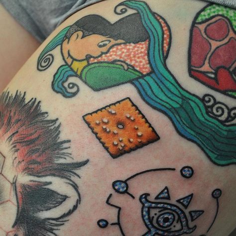 Idk just a cheez-it Derpy Tattoos, Cereal Tattoo, It Tattoo, Stick Tattoo, Patchwork Ideas, Cheez It, Tat Ideas, Make Your Mark, Tattoos And Piercings