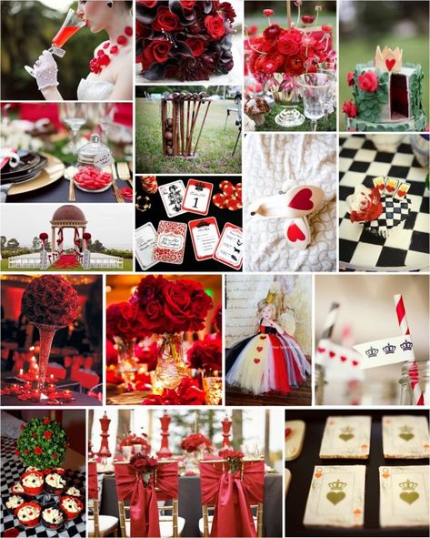 Queen of Hearts Wedding  http://intertwinedevents.com/blog/ Queen Of Hearts Party Theme, Queen Of Hearts Wedding, Queen Of Hearts Party, Heart Themed Wedding, Alice In Wonderland Tea Party Birthday, Alice Tea Party, Alice In Wonderland Wedding, The Queen Of Hearts, Alice In Wonderland Birthday