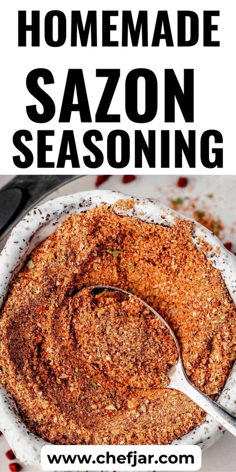 Make Homemade Sazon Seasoning! Elevate your dishes with this flavorful blend. Perfect for adding a burst of taste to your meals. Seasoning Blend For Chicken, Homemade Sazon Seasoning, Sazon Seasoning Recipes, Sazon Rice, Season Salt Recipe, Homemade Sazon, Goya Sazon Recipe, Sazon Recipe, Diy Seasonings