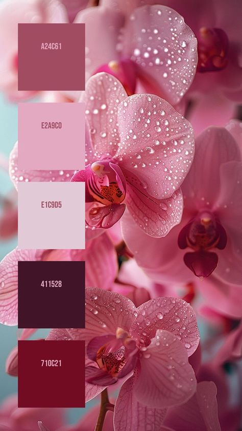 Colors:
A24C61
E2A9C0
E1C9D5
411528
710C21 Ocean Color Palette, Droplets Of Water, Textile Art Quilt, Soft Background, Hex Color Palette, Color Palette Pink, Ocean Colors, Orchid Flowers, Color Palate