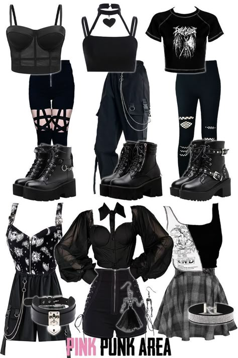 Outfits Tomboy Style, Grunge Punk Fashion, Cute Goth Outfits, Goth Cross, Punk Style Outfits, E Girl Outfits, Edgy Grunge, Fest Outfits, 5 Dollars