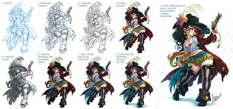 The mermaid pirate - making of by bewareitbites on DeviantArt Pirate Drawing, Mermaid Pirate, Digital Painting Tutorials, Painting Tutorials, Happy Art, Sketch Painting, Character Designs, Painting Process, Ask Questions