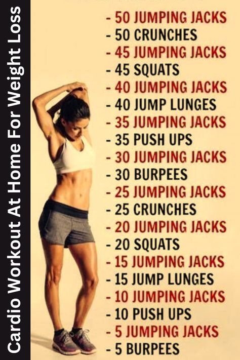 Cardio Workout At Home,  Cardio Exercises For Weight Loss, Weight Loss Exercise At Home Cardio, Cardio Workout Plan, Home Cardio, 30 Minute Cardio, Pilates Workout Plan, Jumping Jack, Cardio Exercises, Ab Workout Men, Cardio Workout At Home