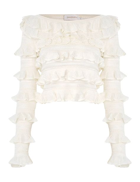 Ruffle Long Sleeve Blouse, Tiered Tops, Ruffle Long Sleeve, Trim Top, Ruffle Top, No Frills, Pullover Styling, Lace Shorts, Designing Women