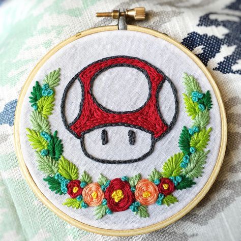 Nerdy Embroidery Patterns, Nintendo Embroidery, Fandom Embroidery, Geeky Embroidery, Nerd Embroidery, Geek Embroidery, Embroidery Pokemon, Nerdy Embroidery, Mario Embroidery