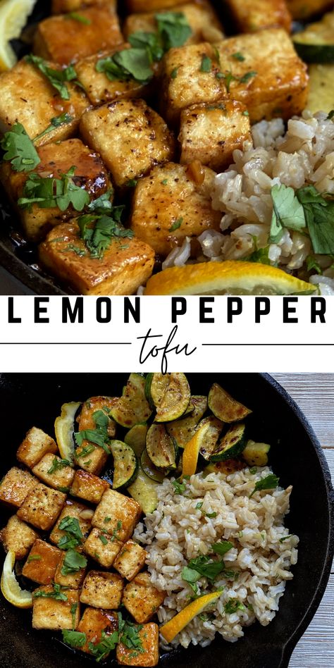 Lemon Pepper Tofu with Lemon Sauce | My Bizzy Kitchen Lemon Pepper Vegetarian, Lemon Pepper Tofu Bowl, Lemon Pepper Tofu Recipes, Tofu Stuffed Peppers, Lemon Pepper Tofu, Lemon Tofu Recipes, Lemon Tofu, Healthy Tofu Recipes Clean Eating, Lemon Pepper Recipes