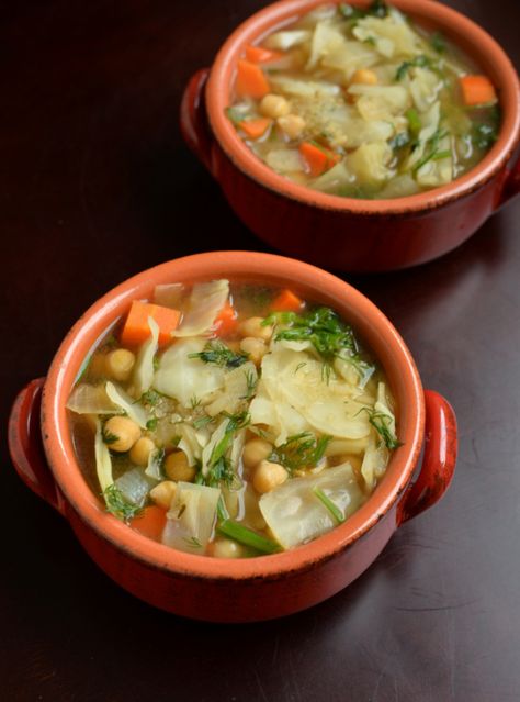 Chickpea Cabbage Soup with Dill Chickpea Cabbage Soup, Cabbage Chickpea Soup, Chickpea Cabbage, Best High Heels, Mediterranean Salad Recipe, Vegetarian Cabbage, Vegan Soups, Cooked Veggies, Cabbage Soup