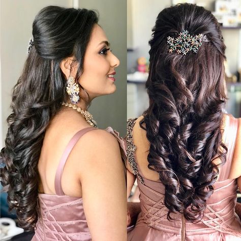 Hairstyles To Impress Your Crush, Reception Hairdo, Simple Hairstyle For Saree, Open Hairstyle, Impress Your Crush, Reception Hairstyles, Mehendi Function, Hairstyles Theme, Open Hair