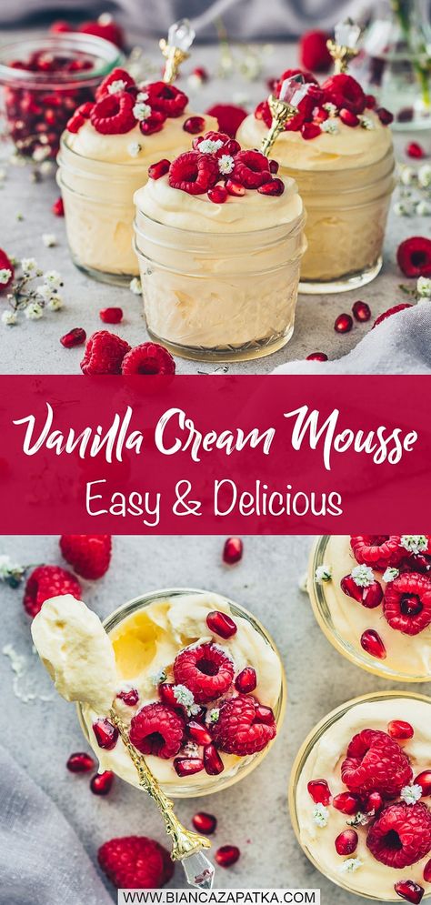 Non Dairy Mousse, Easy Vegan Pudding Recipes, Vegan Pudding Desserts, Vanilla Moose Recipe, Vegan Vanilla Pudding Recipe, Light Vegan Desserts, Vegan Cream Dessert, Pudding Desserts Gluten Free, Dairy Free Mousse Recipes