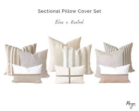 Cream Couch Pillows, Neutral Sectional, Neutral Modern Farmhouse, Neutral Throw Pillow, Neutral Couch, Linen Sectional, Neutral Throw, Linen Couch, Euro Pillows