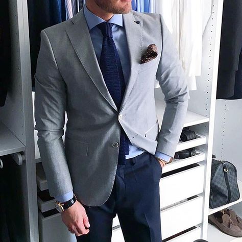 find your inspiration | business: yourlookbookmen@gmail.com 319 800 followers Grey Blazer Outfit Men, Grey Blazer Outfit, Blue Blazer Outfit, Light Grey Blazer, Blue Pants Men, Lucky Tiger, Light Blue Dress Shirt, Blazer Outfits Men, Der Gentleman