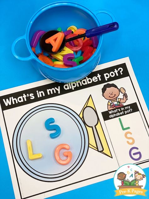 Alphabet Soup Game Preschool, Alphabet Soup Activities For Preschool, Diy Literacy Activities Preschool, Alphabet Soup Kindergarten, Alphabet Soup Activity, Alphabet Snacks For Preschool, Preschool Small Group Activities Pre K, Preschool Language And Literacy Activity, Prek Language Arts Activities