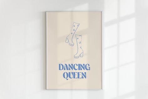 Dancing Queen Art Print Dancing Queen Poster Mamma Mia Wall - Etsy Mamma Mia Room Aesthetic, Mamma Mia Movie Poster, Dancing Queen Poster, Mamma Mia Movie, Nyc Room, Nyc Rooms, Queen Poster, Poster Blue, Dorm Inspo