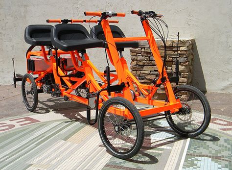 Utah Trikes - Bills 4 Seater Electric Cycle 4 Wheel Bicycle, Three Wheel Bicycle, Electric Cycle, Go Kart Plans, Tandem Bicycle, Electric Bike Bicycles, Cycle Car, I Want To Ride My Bicycle, Mini Electric