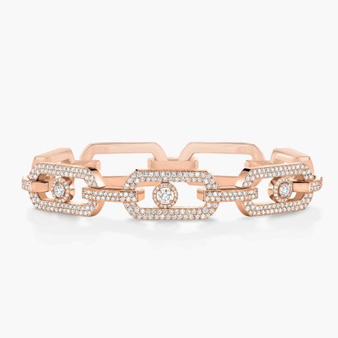 Messika So Move 18ct Rose Gold 3.28ct Diamond Pave Link Bracelet Gold Diamond Bracelet, Pave Bracelet, Bracelets Gold Diamond, Latest Jewellery, Pink Bracelet, Rose Gold Diamonds, Diamond Bracelets, Metal Bracelets, Sparkle Diamonds