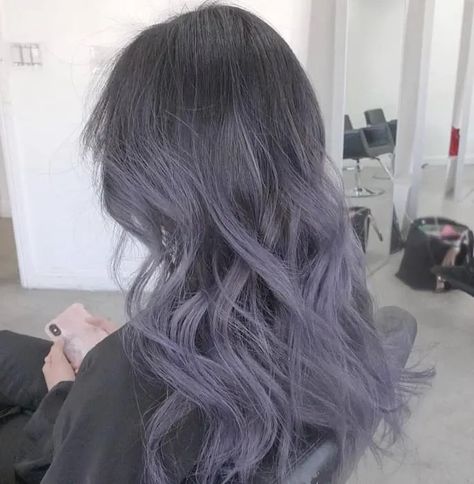 Ash Purple Hair, Purple Grey Hair, Hidden Hair Color, Ombre Hairstyles, Grey Ombre Hair, Purple Ombre Hair, Grey Curly Hair, Ash Hair, Ash Hair Color