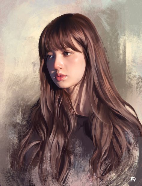 Lisa BlackPink, Tanakit Boukom on ArtStation at https://www.artstation.com/artwork/BmwPZD African Art Paintings, Portrait Cartoon, Girly Drawings, Kpop Drawings, Lisa Blackpink Wallpaper, Girl Sketch, Digital Art Girl, Blackpink Photos