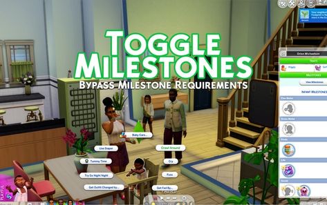 Toggle Milestones - Official Release | Patreon Sims 4 Infant Mods, Sims Cheats, Sims 4 Infant, Sims 4 Cheats, Sims Baby, Nursery Items, Sims 4 Gameplay, Infant Clothes, Master List