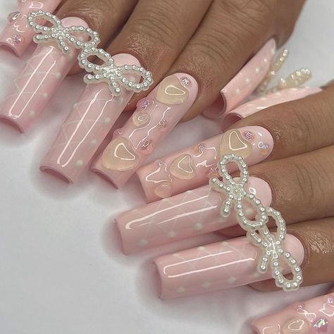 Harajuku Nail Art, Shabby Chic Nails, Fashion Cottagecore, Dark Academia Clothes, Harajuku Anime, Academia Clothes, Light Pink Nails, Fairycore Aesthetic, Cute Acrylic Nail Designs