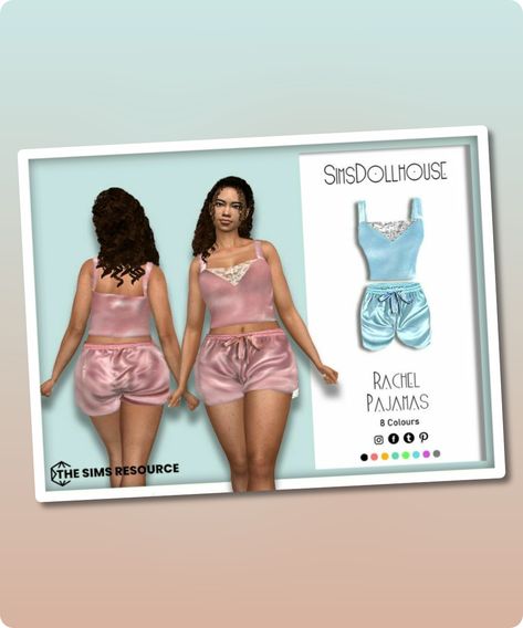 Sims 4 Clothing CC: Rachel Pajamas By Simsdollhouse Sims 4 Cc Sleepwear, Sims 4 Pajamas Cc, Cc Clothing, Vs Pajamas, Post Prom, Pajamas Silk, Ross Dresses, Sims 4 Cc Download, Cute Pjs