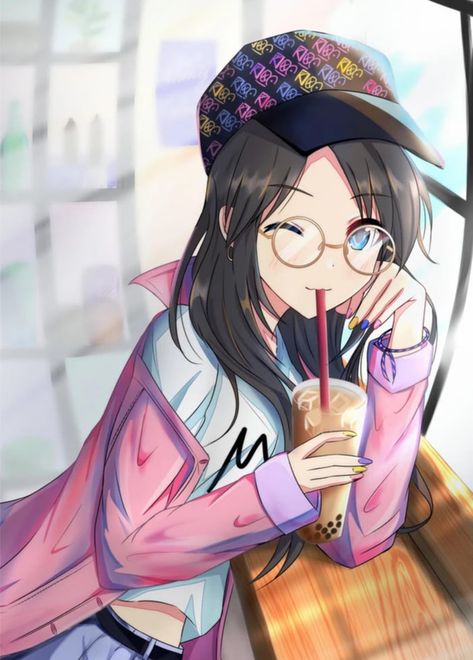 Cute Chibi, Cute Animal Drawings, Cute Anime Pics, Kawaii Girl, Anime Inspired, Bubble Tea, Cute Cartoon Wallpapers, Girl Cartoon, Cute Anime Character