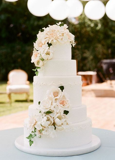 Exemple piece montée mariage originale Wedding Cake With Flowers, Cake With Flowers, Spring Wedding Cake, Floral Wedding Cake, Floral Wedding Cakes, Something Blue Wedding, Cool Wedding Cakes, White Wedding Cake, Elegant Wedding Cakes