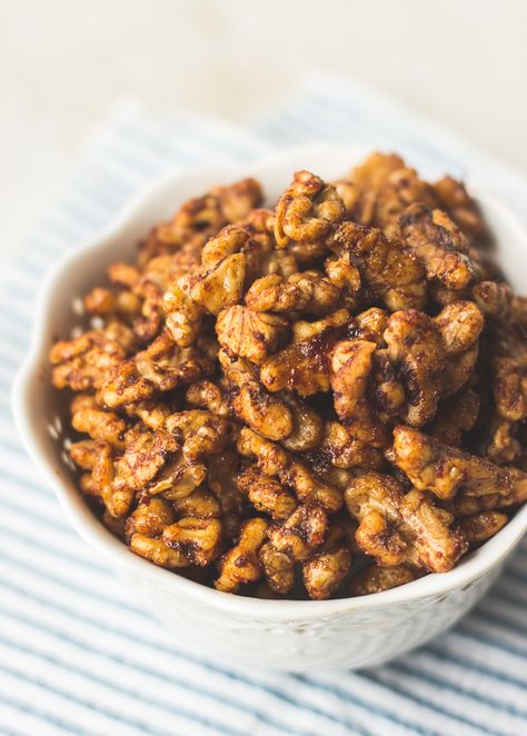 Spicy Korean-Style Roasted Walnuts - The Adventures of MJ and Hungryman Spiced Walnuts Recipe, Spicy Walnuts, Sweet Spreads, Korean Meals, Spiced Walnuts, Asian Sweets, Healthy Afternoon Snacks, Flexitarian Diet, Snack Shack