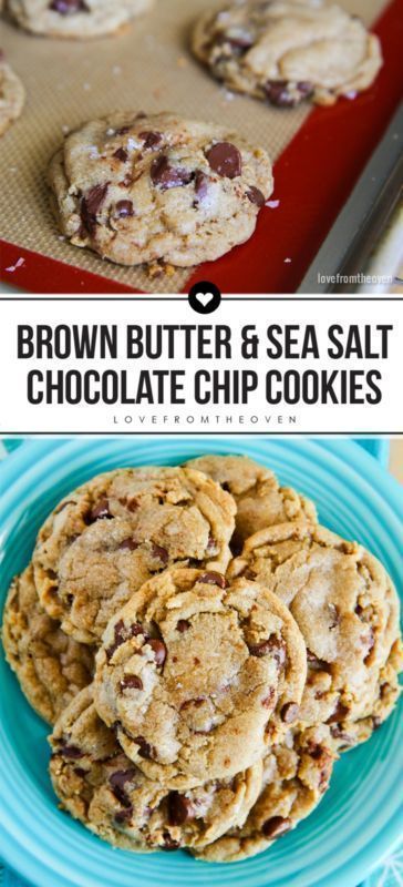 Cookies With Sea Salt, Salted Chocolate Chip Cookies, Brown Butter Chocolate Chip, Brown Butter Chocolate Chip Cookies, Chip Cookie Recipe, Butter Chocolate, Köstliche Desserts, Yummy Sweets, Homemade Chocolate