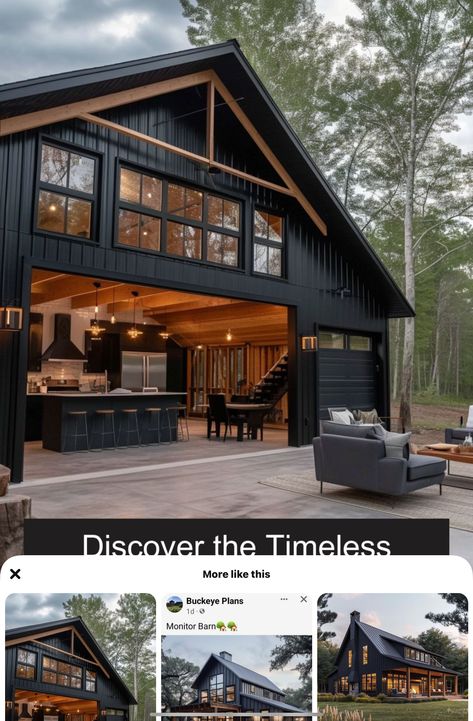 Modern Industrial Barndominium, Black And Copper Barndominium, Barniminium Homes Modern, Commercial Barndominium, Budget Floor Plans, Black Barndominium Exterior, Barn Style Homes, Barnodium Homes, Barndominium Homes