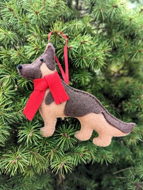 CozyPupCreations - Etsy Canada German Shepherd Christmas, Shepherd Christmas, Felt Ornaments Patterns, Halloween Pumpkin Designs, Felt Dogs, Dog Christmas Ornaments, Embroidered Art, Felt Pattern, Felt Patterns