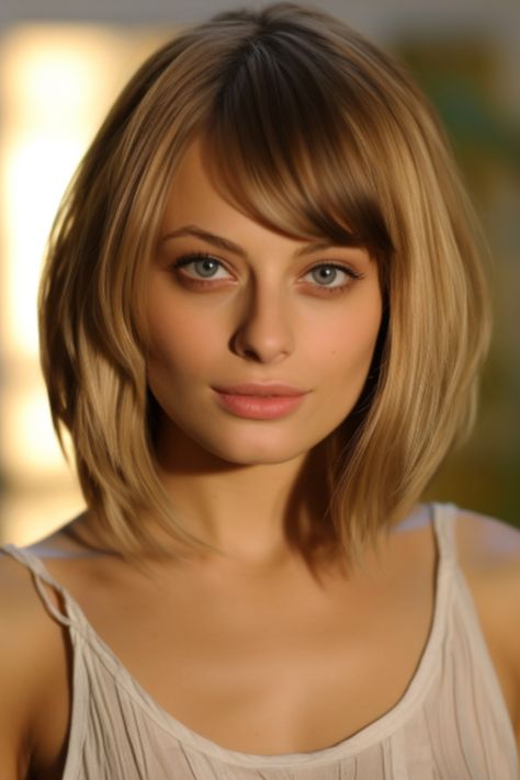 A long bob with layers and side bangs is a timeless hairstyle with a twist. The side bangs beautifully frame your face especially if you have an oval-shaped face. Click here to check out more stunning medium-length layered haircuts trending right now. Bob With Side Bangs Medium, Medium Length Bob With Side Bangs, Side Bangs Bob Shoulder Length, Layered Bob Side Bangs, Side Swept Bangs 2024, Long Bob With Layers, Haircuts For Medium Length Hair Layered, Bob With Layers, Layered Curly Haircuts