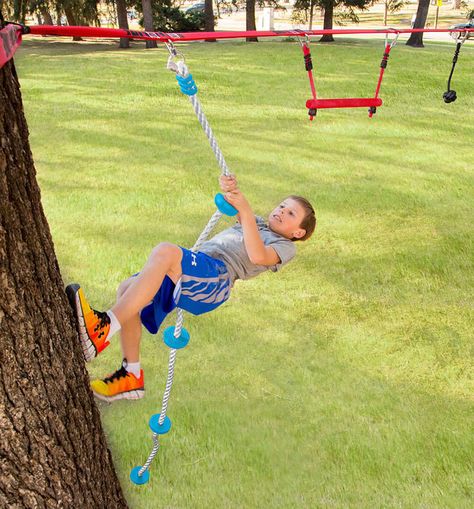 Backyard Obstacle Course, Backyard Swings, Outdoor Toys For Kids, Natural Playground, Play Structure, Backyard Playground, Climbing Rope, Backyard Play, Backyard For Kids