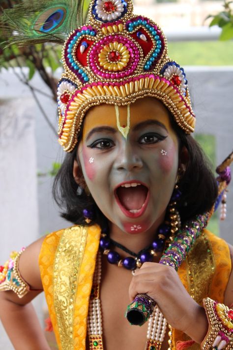 Shri Krishna Janmashtami makeup for kids Krishna Makeup For Kids, Krishna Makeup, Shri Krishna Janmashtami, Makeup For Kids, Hindu Rituals, Simple Makeup Looks, Krishna Janmashtami, Shri Krishna, Kids Makeup