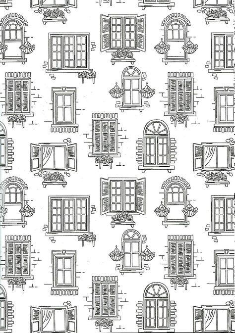 coloriage Fenêtres                                                                                                                                                                                 Plus Drawing Houses Architecture, View Out Of Window Drawing, Window Pattern Design, Windows Art Drawing, Drawings Of Windows, Wall Painting Doodle, Window Wall Painting Ideas, How To Draw A Window, Window Design Drawing