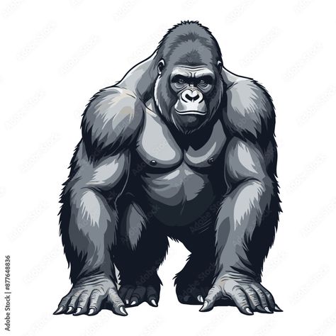 Powerful Gorilla Vector Illustration Gorilla Art Drawing, Cartoon Gorilla, Gorilla Painting, Gorilla Design, Angry Gorilla Drawing, Gorilla Clipart, Gorilla Illustration Graphic Design, Gorilla Illustration, Mask Fashion