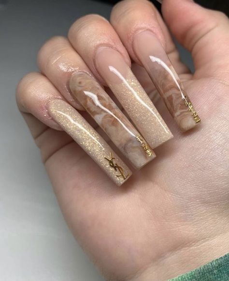 Brown Marble Nails, Brown Acrylic Nails, Drip Nails, Ombre Acrylic Nails, White Acrylic Nails, Glow Nails, Dope Nail Designs, Classy Acrylic Nails, Long Acrylic Nails Coffin