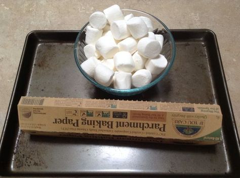 Rainy Day Quick and Easy Oven Roasted Marshmallows Pouring Rain, Easy Oven, Roasting Marshmallows, Mini Marshmallows, Baking Paper, Oven Roast, Toaster Oven, Cookie Sheet, Marshmallows