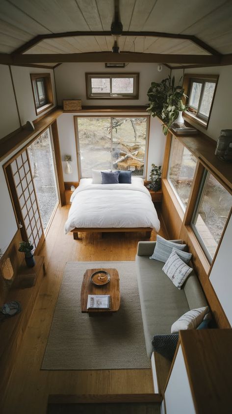 30+ Eye-Catching Japan Tiny House Interior Designs You'll Love Japan Style Apartment, Cozy Tiny House Interior, Japan Tiny House, Japan Minimalist House, Ikea Apartment Ideas, Small Japanese Apartment, Tiny House Interior Design Ideas, Japanese Tiny House, Cool Loft Beds