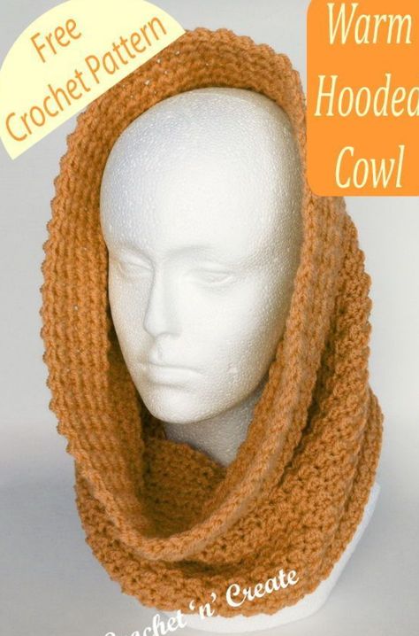 Crochet Warm Hooded Cowl (Free Pattern) Crochet Reading, Hooded Cowl Crochet Pattern, Crochet Neckwarmer, Amanda Crochets, Hooded Cowl Pattern, Crochet Hooded Scarf Pattern, Crochet Hooded Cowl, Hooded Scarf Pattern, Cowl Crochet Pattern